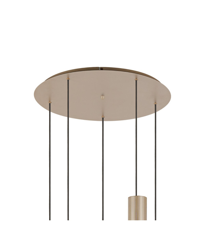 Hudson 66cm Round Pendant 5 Light Adjustable E27 Light Gold/Clear Narrow Line Glass-5