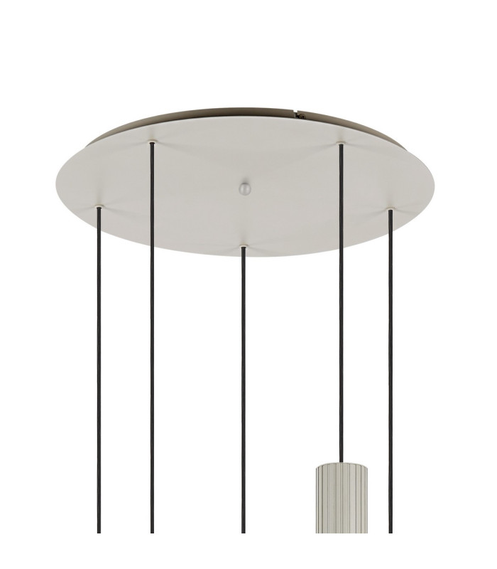 Hudson 66cm Round Pendant 5 Light Adjustable E27 Beige Stone/Clear Wide Line Glass-5