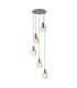 Hudson 66cm Round Pendant 5 Light Adjustable E27 Dark Grey/Amber Wide Line Glass-1