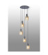 Hudson 66cm Round Pendant 5 Light Adjustable E27 Dark Grey/Amber Wide Line Glass-3