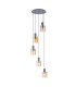 Hudson 66cm Round Pendant 5 Light Adjustable E27 Dark Grey/Amber Wide Line Glass-4