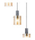 Hudson 66cm Round Pendant 5 Light Adjustable E27 Dark Grey/Amber Wide Line Glass-7