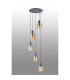 Hudson 66cm Round Pendant 5 Light Adjustable E27 Dark Grey/Amber Wide Line Glass-8