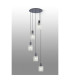 Hudson 66cm Round Pendant 5 Light Adjustable E27 Dark Grey/Frosted/Clear Wide Line Glass-3