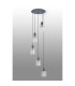 Hudson 66cm Round Pendant 5 Light Adjustable E27 Dark Grey/Frosted/Clear Wide Line Glass-8