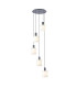 Hudson 66cm Round Pendant 5 Light Adjustable E27 Dark Grey/Gloss White Wide Line Glass-1