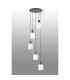 Hudson 66cm Round Pendant 5 Light Adjustable E27 Dark Grey/Gloss White Wide Line Glass-3