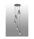 Hudson 66cm Round Pendant 5 Light Adjustable E27 Dark Grey/Smoke Wide Line Glass-3