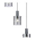 Hudson 66cm Round Pendant 5 Light Adjustable E27 Dark Grey/Smoke Wide Line Glass-7