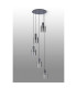 Hudson 66cm Round Pendant 5 Light Adjustable E27 Dark Grey/Smoke Wide Line Glass-8