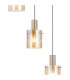 Hudson 66cm Round Pendant 5 Light Adjustable E27 Light Gold/Amber Wide Line Glass-7