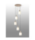 Hudson 66cm Round Pendant 5 Light Adjustable E27 Light Gold/Gloss White Wide Line Glass-3