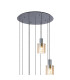 Hudson 86cm Round Pendant 9 Light Adjustable E27 Dark Grey/Amber Narrow Line Glass Item Weight: 21kg-5