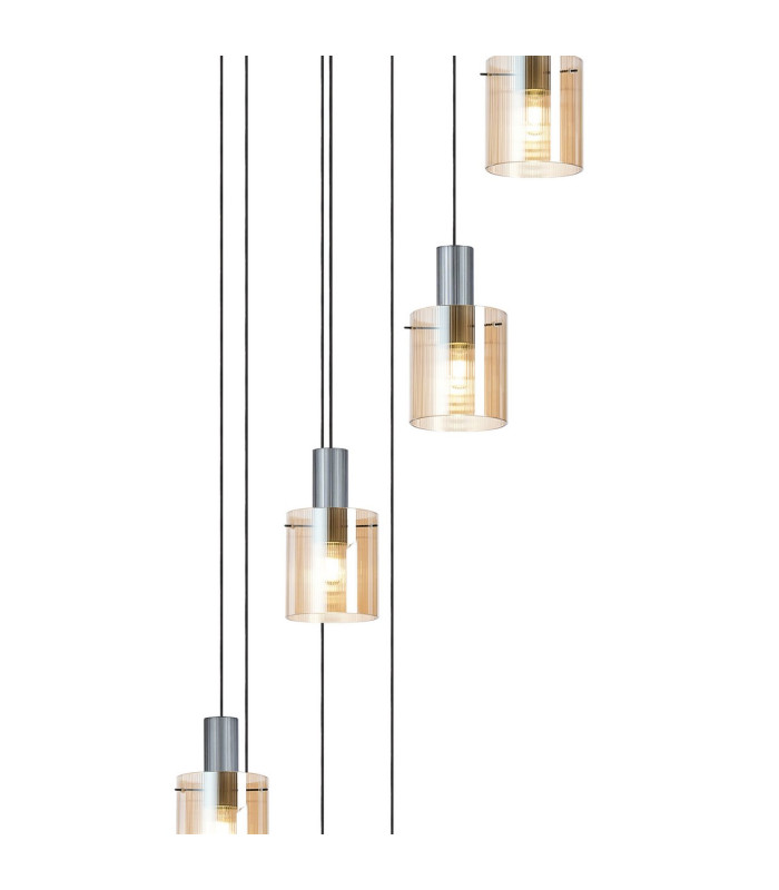 Hudson 86cm Round Pendant 9 Light Adjustable E27 Dark Grey/Amber Narrow Line Glass Item Weight: 21kg-6