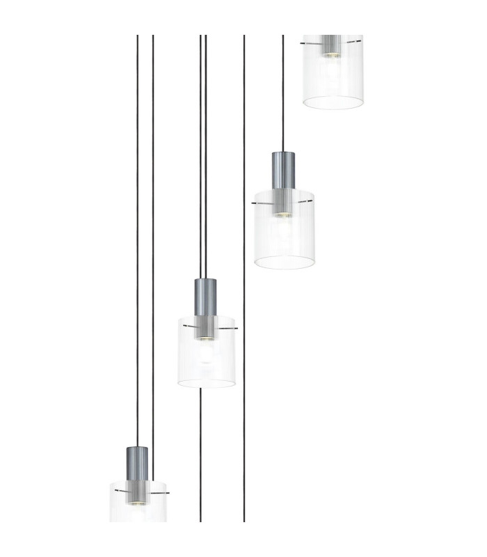 Hudson 86cm Round Pendant 9 Light Adjustable E27 Dark Grey/Clear Narrow Line Glass Item Weight: 21kg-6