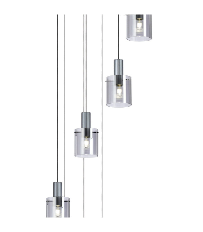 Hudson 86cm Round Pendant 9 Light Adjustable E27 Dark Grey/Smoke Narrow Line Glass Item Weight: 21kg-6