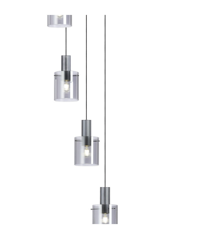 Hudson 86cm Round Pendant 9 Light Adjustable E27 Dark Grey/Smoke Narrow Line Glass Item Weight: 21kg-7