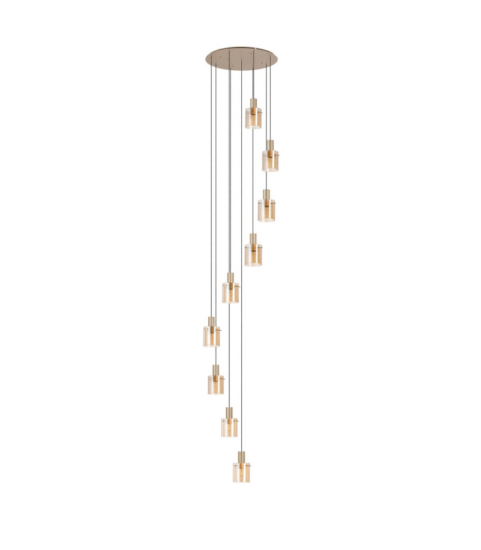 Hudson 86cm Round Pendant 9 Light Adjustable E27 Light Gold/Amber Narrow Line Glass Item Weight: 21kg-4