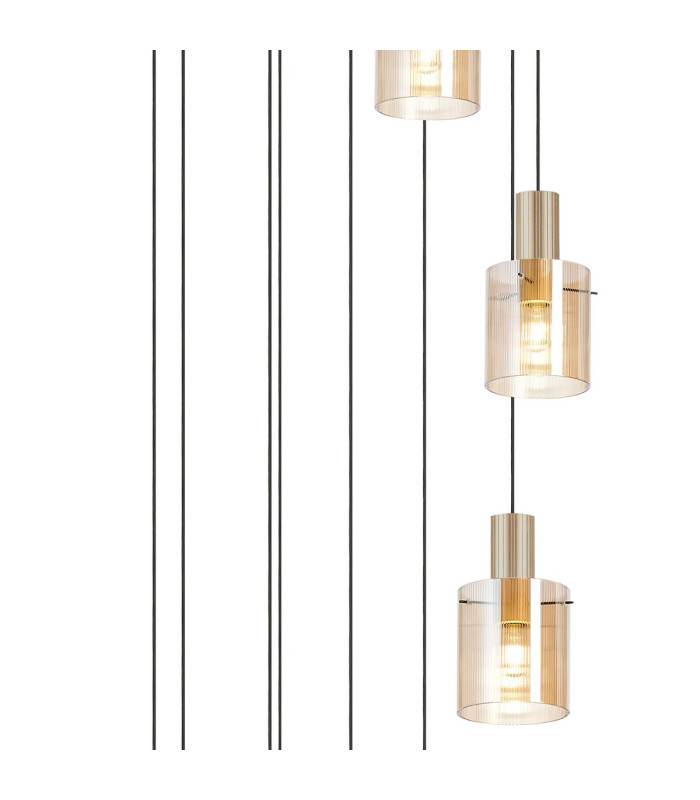 Hudson 86cm Round Pendant 9 Light Adjustable E27 Light Gold/Amber Narrow Line Glass Item Weight: 21kg-6