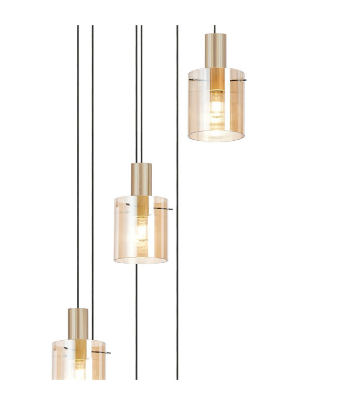 Hudson 86cm Round Pendant 9 Light Adjustable E27 Light Gold/Amber Narrow Line Glass Item Weight: 21kg-7