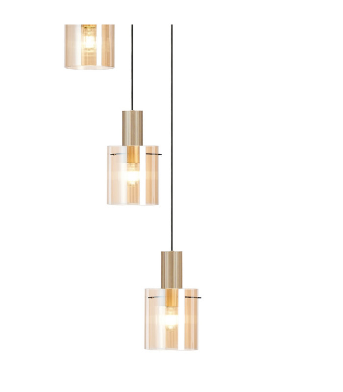 Hudson 86cm Round Pendant 9 Light Adjustable E27 Light Gold/Amber Narrow Line Glass Item Weight: 21kg-8