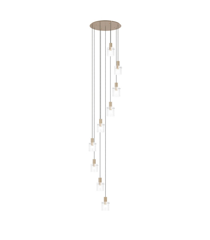 Hudson 86cm Round Pendant 9 Light Adjustable E27 Light Gold/Clear Narrow Line Glass Item Weight: 21kg-1