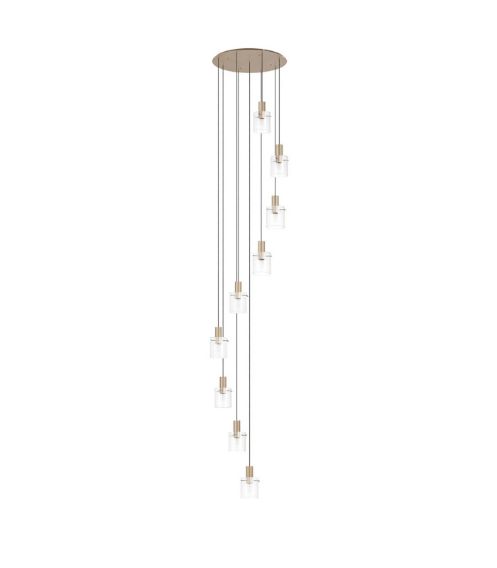 Hudson 86cm Round Pendant 9 Light Adjustable E27 Light Gold/Clear Narrow Line Glass Item Weight: 21kg-4
