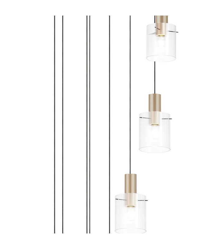 Hudson 86cm Round Pendant 9 Light Adjustable E27 Light Gold/Clear Narrow Line Glass Item Weight: 21kg-6