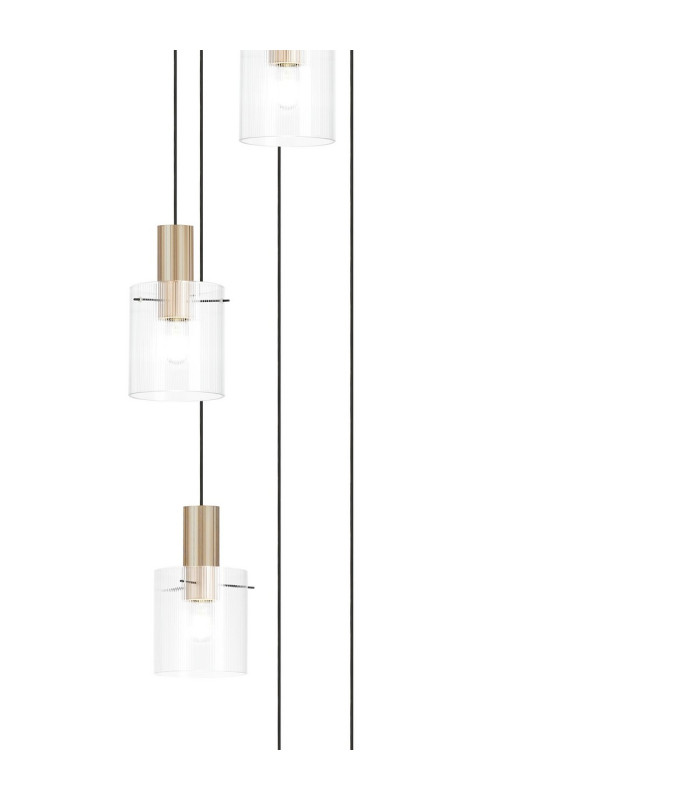 Hudson 86cm Round Pendant 9 Light Adjustable E27 Light Gold/Clear Narrow Line Glass Item Weight: 21kg-7