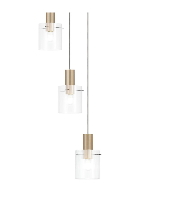 Hudson 86cm Round Pendant 9 Light Adjustable E27 Light Gold/Clear Narrow Line Glass Item Weight: 21kg-8