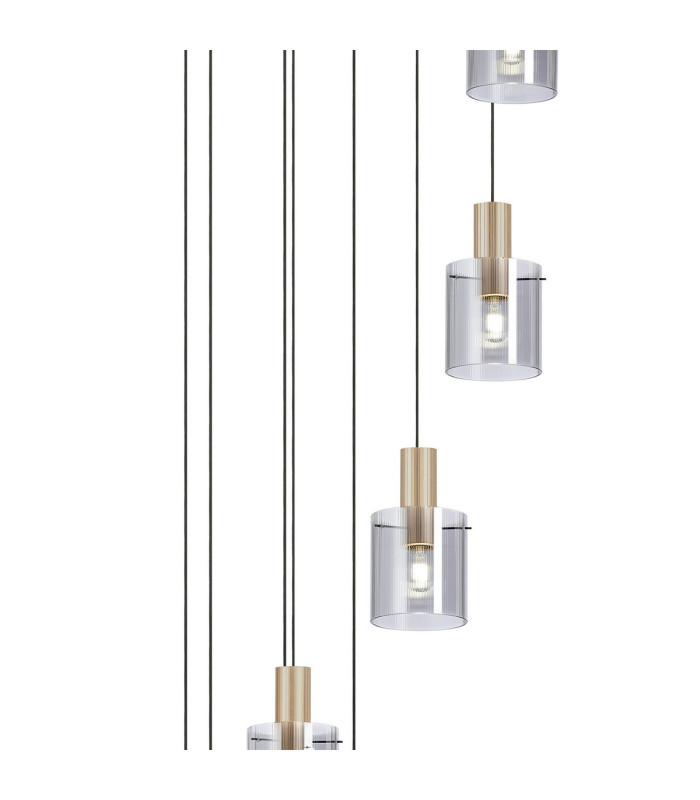 Hudson 86cm Round Pendant 9 Light Adjustable E27 Light Gold/Smoke Narrow Line Glass Item Weight: 21kg-6