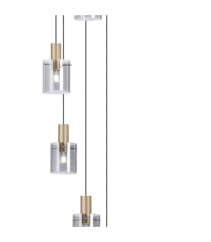 Hudson 86cm Round Pendant 9 Light Adjustable E27 Light Gold/Smoke Narrow Line Glass Item Weight: 21kg-7
