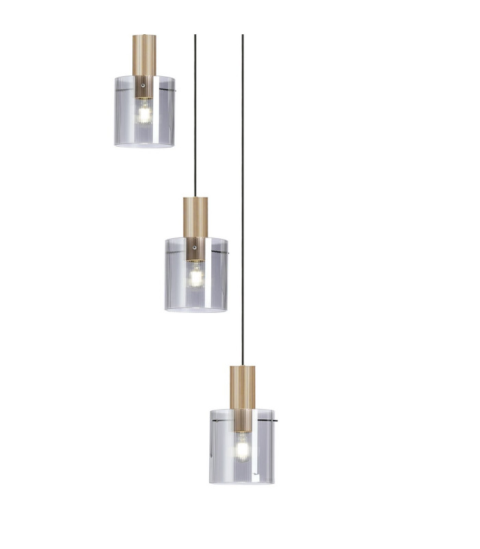 Hudson 86cm Round Pendant 9 Light Adjustable E27 Light Gold/Smoke Narrow Line Glass Item Weight: 21kg-8