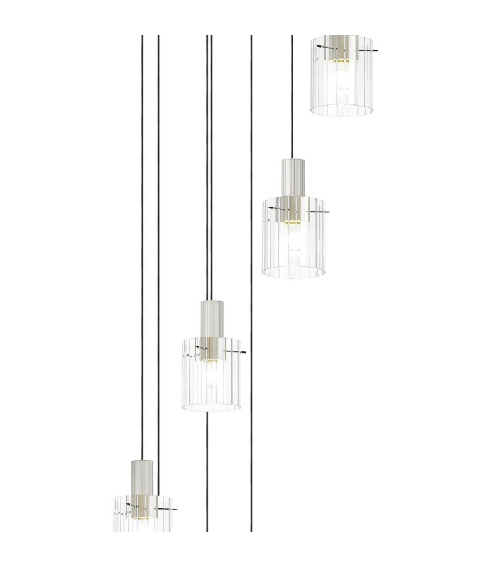 Hudson 86cm Round Pendant 9 Light Adjustable E27 Beige Stone/Clear Wide Line Glass Item Weight: 21kg-6