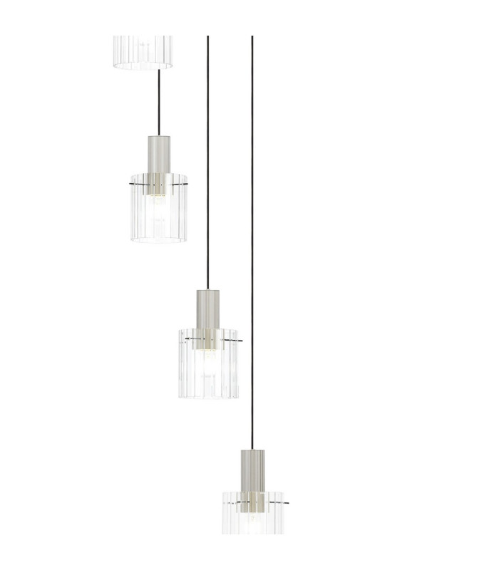 Hudson 86cm Round Pendant 9 Light Adjustable E27 Beige Stone/Clear Wide Line Glass Item Weight: 21kg-7