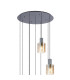 Hudson 86cm Round Pendant 9 Light Adjustable E27 Dark Grey/Amber Wide Line Glass Item Weight: 21kg-5