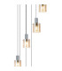 Hudson 86cm Round Pendant 9 Light Adjustable E27 Dark Grey/Amber Wide Line Glass Item Weight: 21kg-6