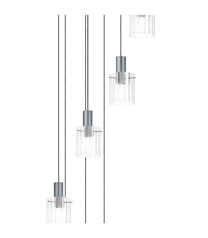 Hudson 86cm Round Pendant 9 Light Adjustable E27 Dark Grey/Clear Wide Line Glass Item Weight: 21kg-6