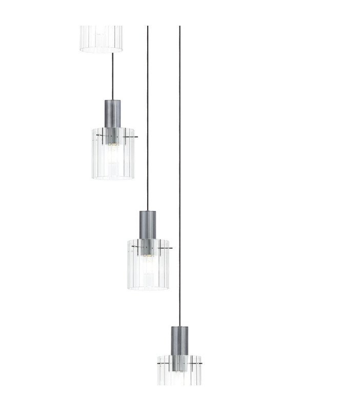 Hudson 86cm Round Pendant 9 Light Adjustable E27 Dark Grey/Clear Wide Line Glass Item Weight: 21kg-7