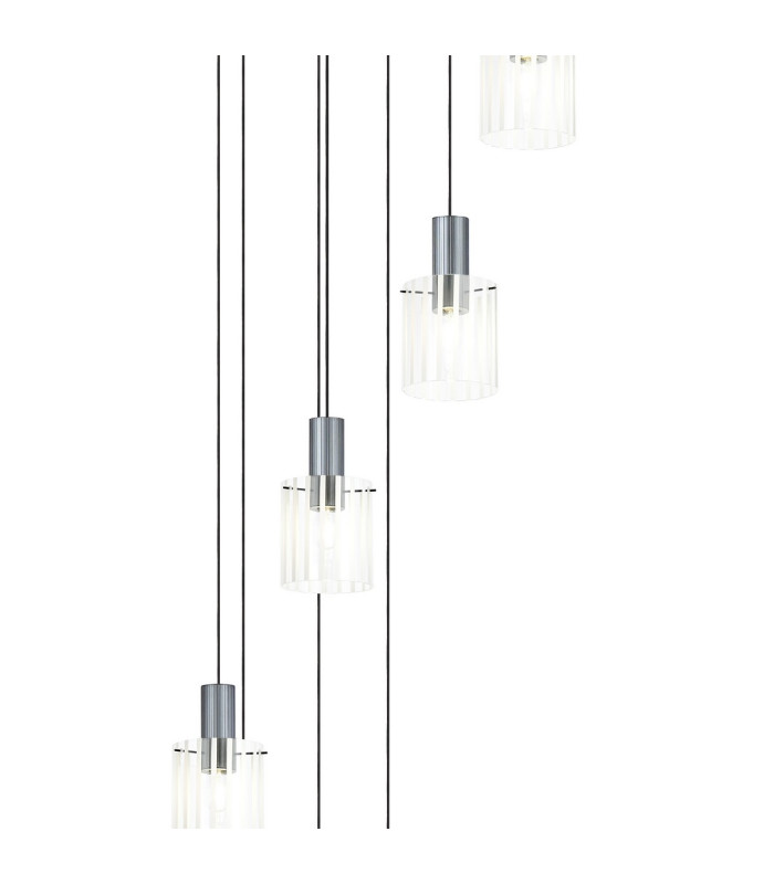 Hudson 86cm Round Pendant 9 Light Adjustable E27 Dark Grey/Frosted/Clear Wide Line Glass Item Weight: 21kg-6