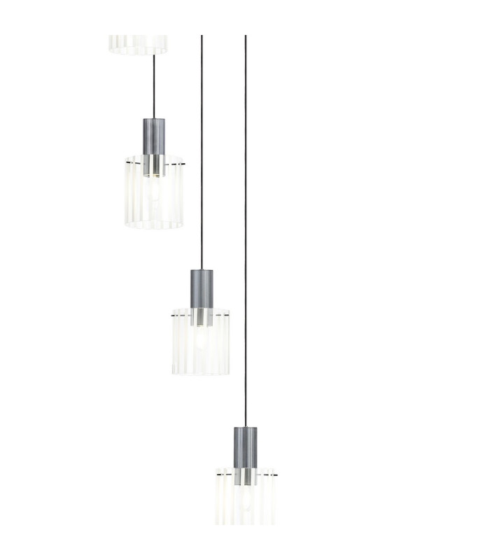Hudson 86cm Round Pendant 9 Light Adjustable E27 Dark Grey/Frosted/Clear Wide Line Glass Item Weight: 21kg-7