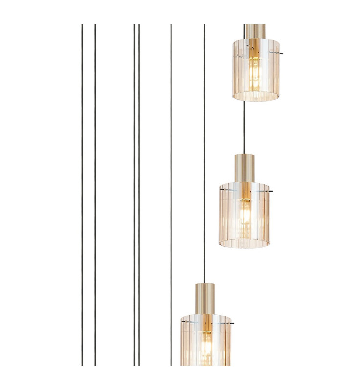 Hudson 86cm Round Pendant 9 Light Adjustable E27 Light Gold/Amber Wide Line Glass Item Weight: 21kg-6