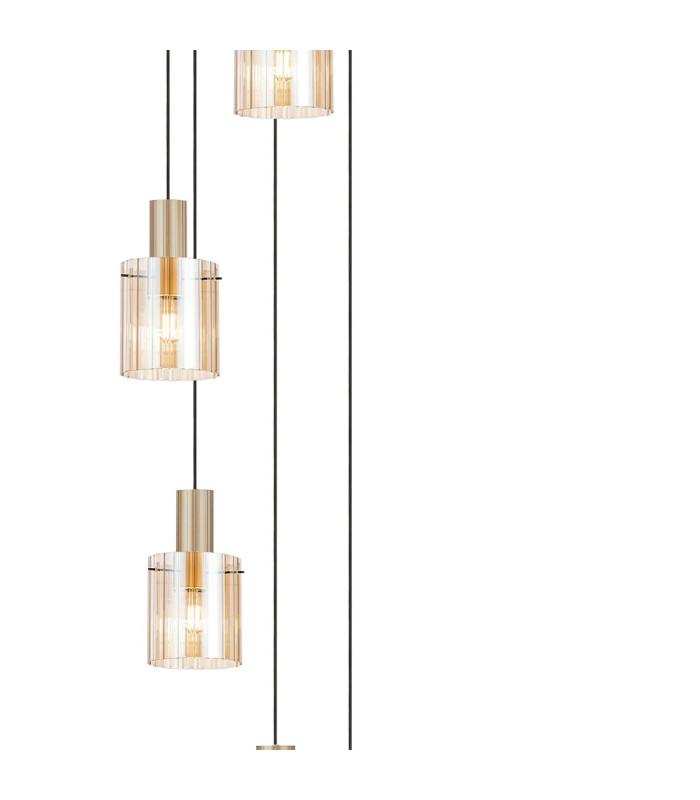 Hudson 86cm Round Pendant 9 Light Adjustable E27 Light Gold/Amber Wide Line Glass Item Weight: 21kg-7