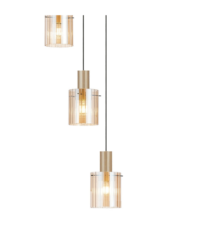 Hudson 86cm Round Pendant 9 Light Adjustable E27 Light Gold/Amber Wide Line Glass Item Weight: 21kg-8