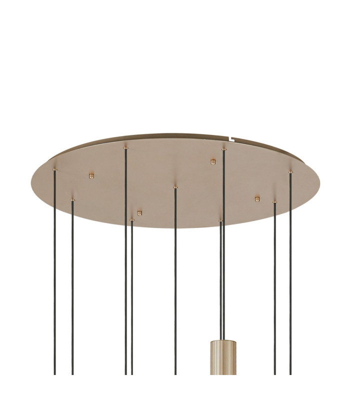 Hudson 86cm Round Pendant 9 Light Adjustable E27 Light Gold/Clear Wide Line Glass Item Weight: 21kg-5