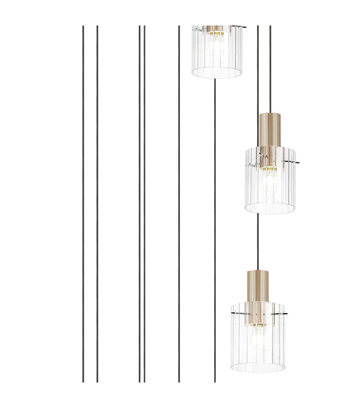 Hudson 86cm Round Pendant 9 Light Adjustable E27 Light Gold/Clear Wide Line Glass Item Weight: 21kg-6