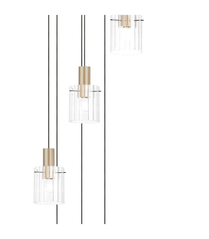 Hudson 86cm Round Pendant 9 Light Adjustable E27 Light Gold/Clear Wide Line Glass Item Weight: 21kg-7
