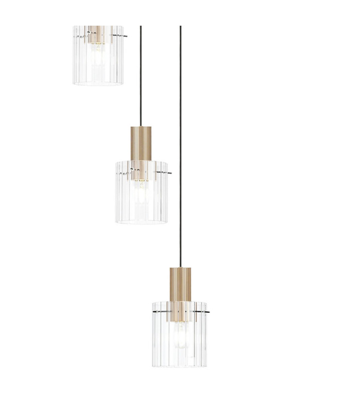 Hudson 86cm Round Pendant 9 Light Adjustable E27 Light Gold/Clear Wide Line Glass Item Weight: 21kg-8