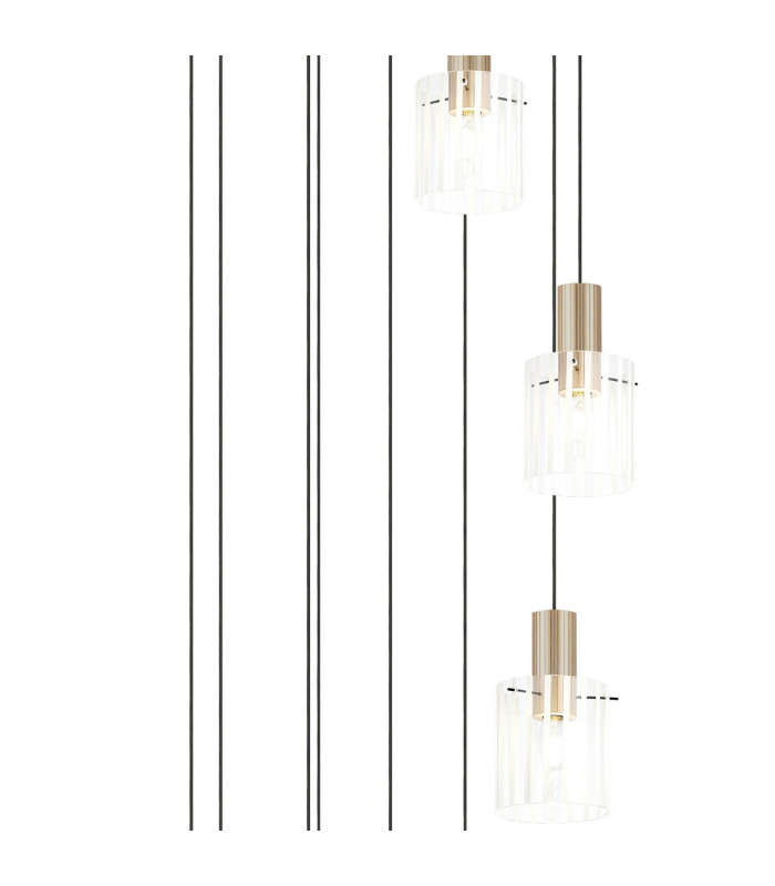 Hudson 86cm Round Pendant 9 Light Adjustable E27 Light Gold/Frosted/Clear Wide Line Glass Item Weight: 21kg-6