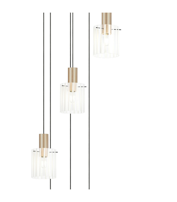 Hudson 86cm Round Pendant 9 Light Adjustable E27 Light Gold/Frosted/Clear Wide Line Glass Item Weight: 21kg-7